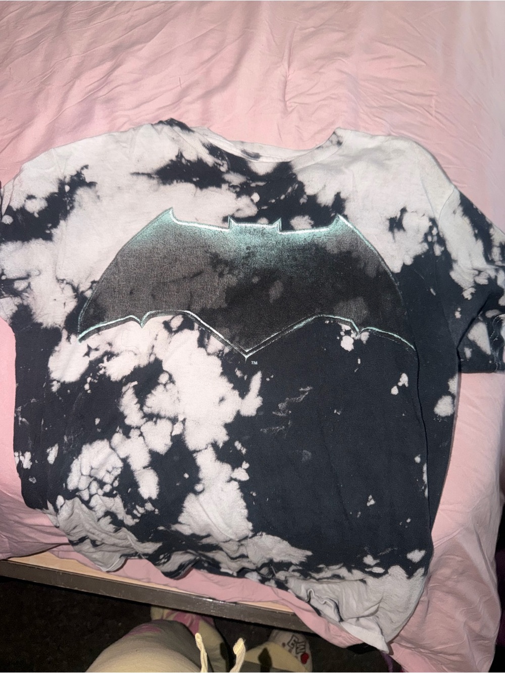 Kids Black & White Tie-Dye Batman Graphic Tee